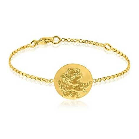 Bracelet médaille Arbre aux cœurs en Or jaune 18cm - Augis - Site Officiel