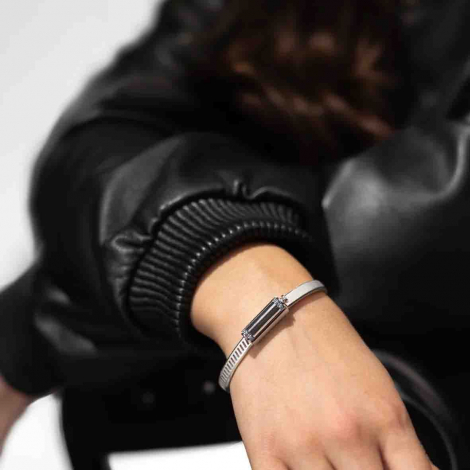 Bracelet Jonc Unknow Brand Love Affair Diamants Noirs - Argent Anthracite DLC