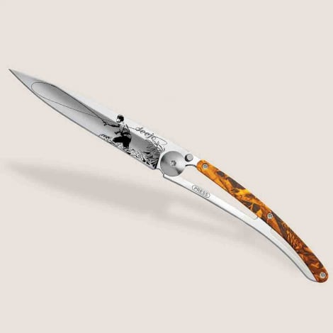 Couteau de Poche Deejo Camo orange / Pche  la mouche