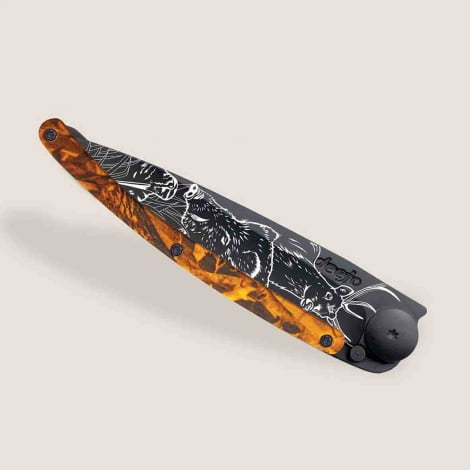 Couteau de Poche Deejo Camo orange / Scne de chasse