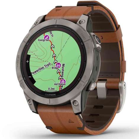 Garmin fenix 7 Pro  Sapphire Solar Edition - Titane - Titanium avec bracelet en cuir marron + bracelet silicone