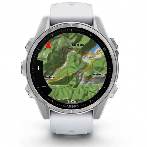 Garmin Fenix 8  43 mm, AMOLED  Acier Silver - bracelet silicone blanc