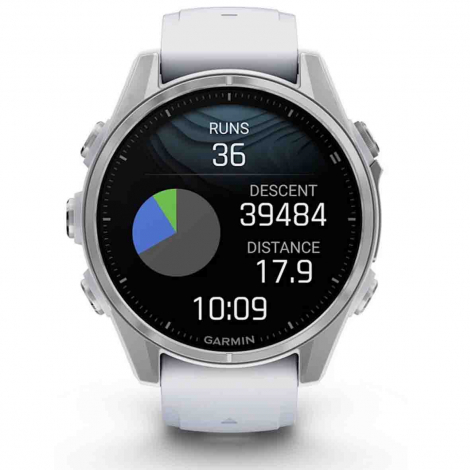 Garmin Fenix 8  43 mm, AMOLED  Acier Silver - bracelet silicone blanc