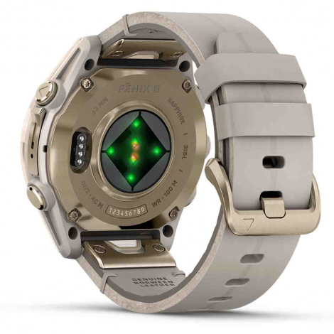 Garmin Fenix 8  43 mm, AMOLED  Sapphire Soft Gold avec bracelet cuir beige crme et bracelet silicone