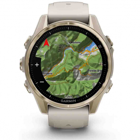 Garmin Fenix 8  43 mm, AMOLED  Sapphire Soft Gold - bracelet silicone gris cendr