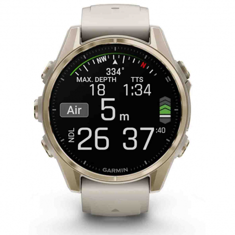 Garmin Fenix 8  43 mm, AMOLED  Sapphire Soft Gold - bracelet silicone gris cendr