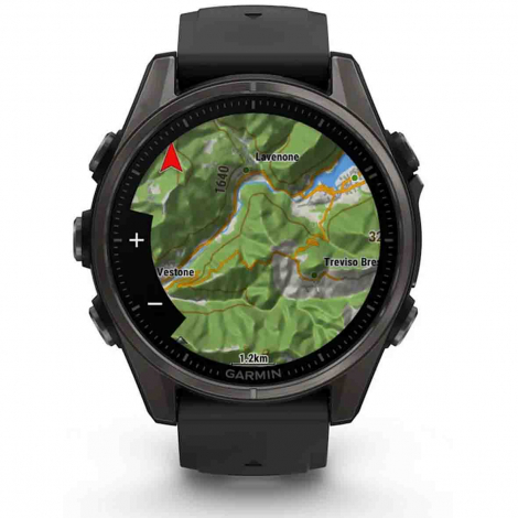 Garmin Fenix 8  43 mm, AMOLED  Sapphire Titane Carbon Gray DLC -bracelet silicone noir