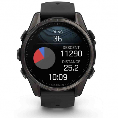 Garmin Fenix 8  43 mm, AMOLED  Sapphire Titane Carbon Gray DLC -bracelet silicone noir