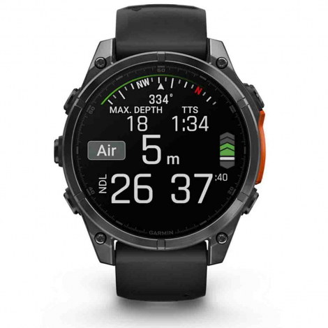 Garmin Fenix 8  47 mm, AMOLED - Acier Gray avec bracelet en silicone noir