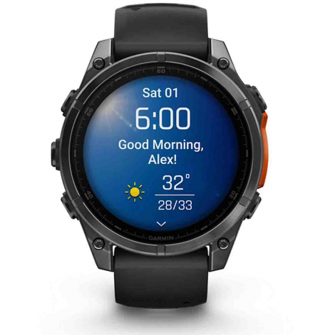 Garmin Fenix 8  47 mm, AMOLED - Acier Gray avec bracelet en silicone noir