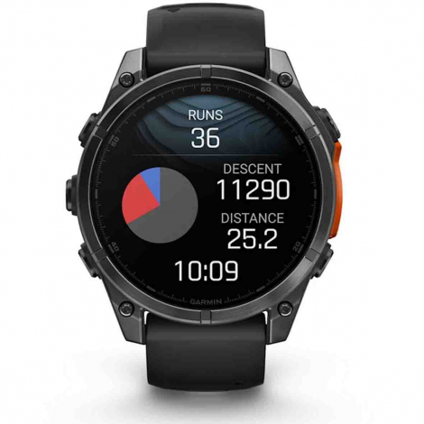 Garmin Fenix 8  47 mm, AMOLED - Acier Gray avec bracelet en silicone noir