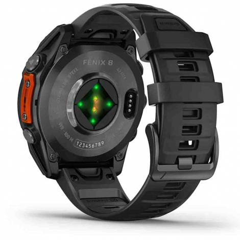 Garmin Fenix 8  47 mm, AMOLED - Acier Gray avec bracelet en silicone noir