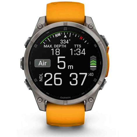 Garmin Fenix 8  47 mm, AMOLED  Sapphire - Bacelet silicone orange