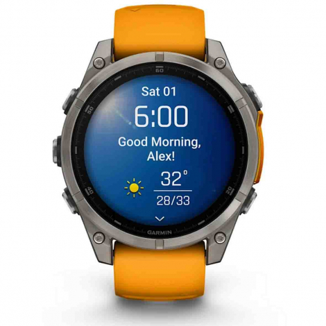 Garmin Fenix 8  47 mm, AMOLED  Sapphire - Bacelet silicone orange