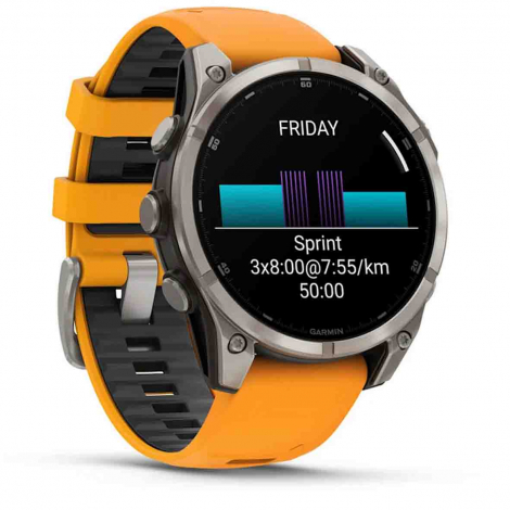 Garmin Fenix 8  47 mm, AMOLED  Sapphire - Bacelet silicone orange