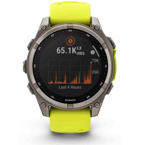 Garmin Fenix 8  47 mm - Solar Sapphire - Titanium - bracelet silicone jaune