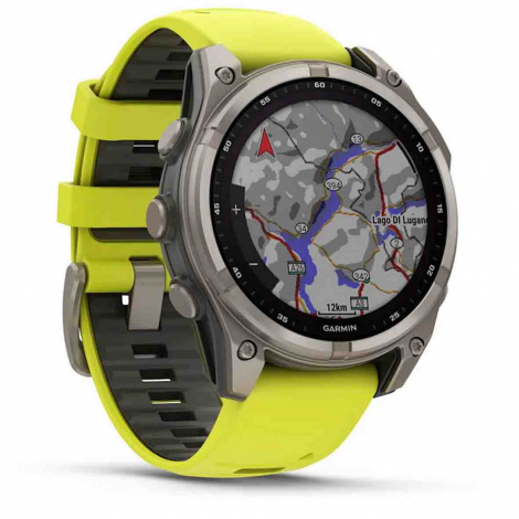 Garmin Fenix 8  47 mm - Solar Sapphire - Titanium - bracelet silicone jaune