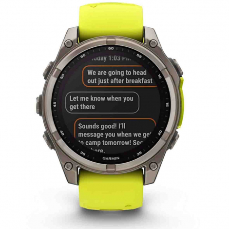 Garmin Fenix 8  47 mm - Solar Sapphire - Titanium - bracelet silicone jaune