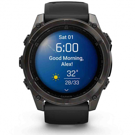 Garmin Fenix 8  51 mm, AMOLED -Acier Gray - silicone noir