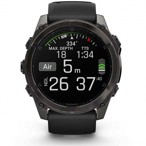 Garmin Fenix 8  51 mm, AMOLED -Acier Gray - silicone noir