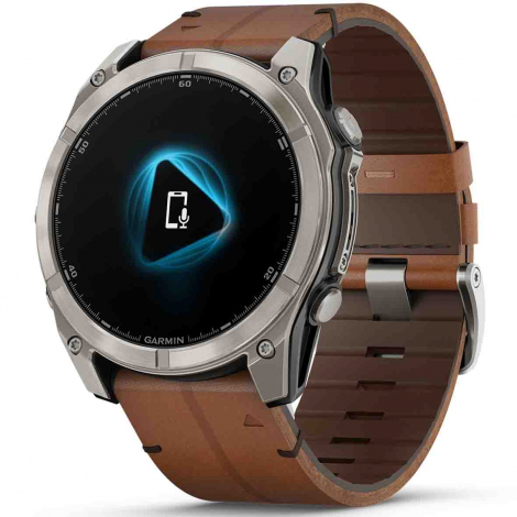 Garmin Fenix 8  51 mm, AMOLED  Sapphire, Titanium avec bracelet avec bracelet en cuir marron