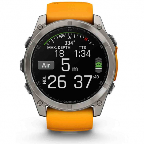 Garmin Fenix 8  51 mm, AMOLED  Sapphire, Titanium - silicone orange/graphite