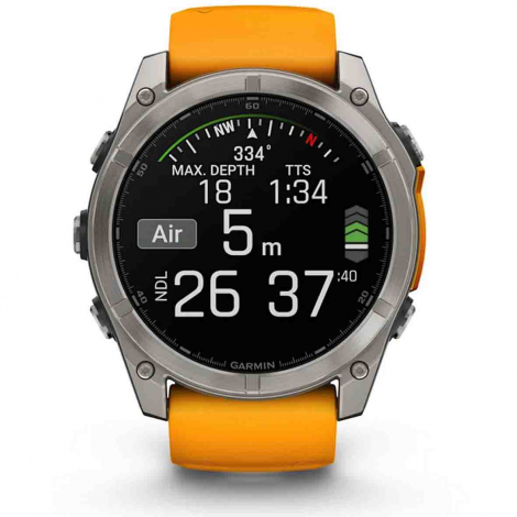 Garmin Fenix 8  51 mm, AMOLED  Sapphire, Titanium - silicone orange/graphite