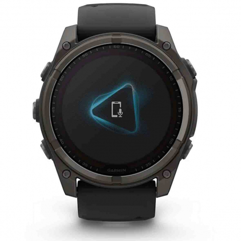 Garmin Fenix 8  51 mm - Solar - Sapphire -Titane Carbon Gray DLC - bracelet en silicone noir