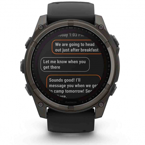 Garmin Fenix 8  51 mm - Solar - Sapphire -Titane Carbon Gray DLC - bracelet en silicone noir