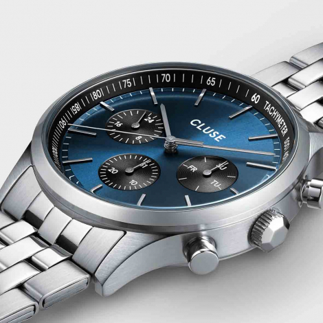 Montre Cluse Anthor Multifunction Steel Blue and Black, Silver Colour