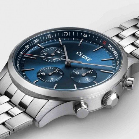 Montre Cluse Anthor Multifunction Watch Steel Blue, Silver Colour 