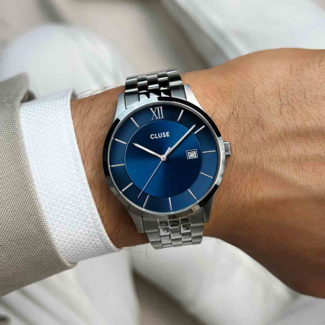 Montre Cluse Aravis 3-Hand Watch, Blue, Silver Colour