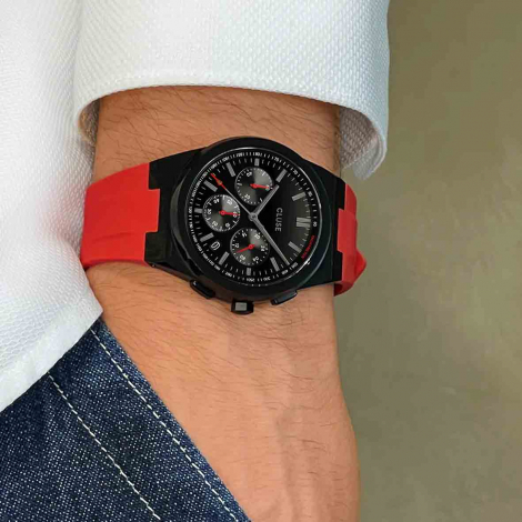 Cluse Vigoureux Chrono Silicone Red, Black Colour