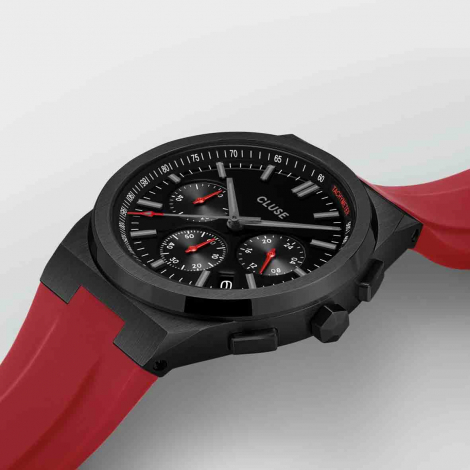 Cluse Vigoureux Chrono Silicone Red, Black Colour