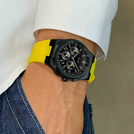 Cluse Vigoureux Chrono Silicone Yellow, Black Colour