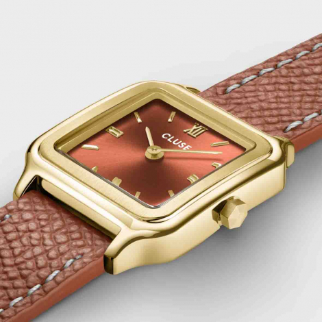 Montre Cluse Gracieuse Petite Watch Double Leather, Nutshell, Gold Colour