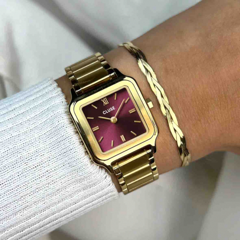 Montre Cluse Gracieuse Petite Watch Steel, Dark Cherry, Gold Colour