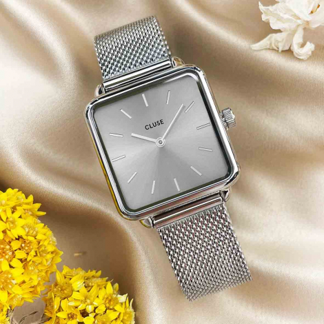 Montre Cluse La Ttragone Mesh Full Silver Colour