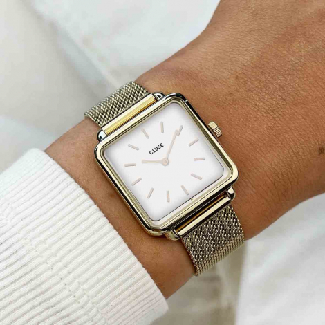 Montre Cluse La Ttragone Mesh White, Gold Colour