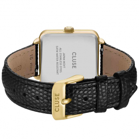 Montre Cluse La Ttragone Multifunction Watch Leather, Black Lizard, Gold Colour 