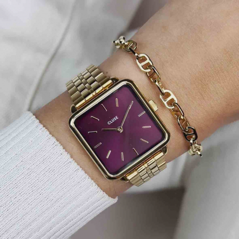 Montre Cluse La Ttragone Steel Dark Cherry, Gold Colour