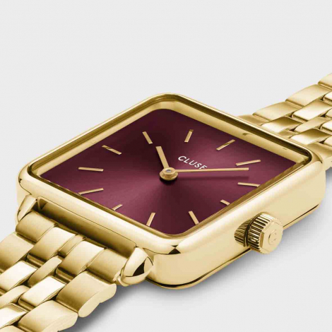 Montre Cluse La Ttragone Steel Dark Cherry, Gold Colour