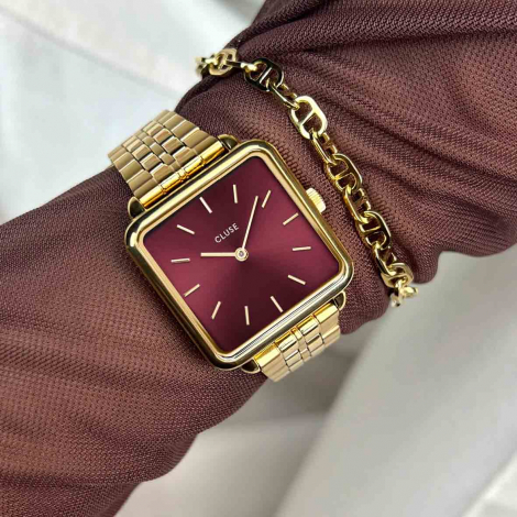 Montre Cluse La Ttragone Steel Dark Cherry, Gold Colour