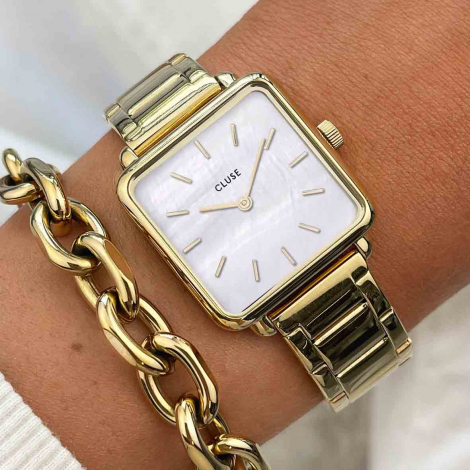 Montre Cluse La Ttragone Steel White Pearl, Gold Colour