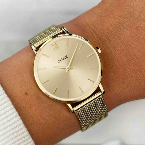 Montre Cluse Gift Box Minuit Watch and Strap, Gold Colour