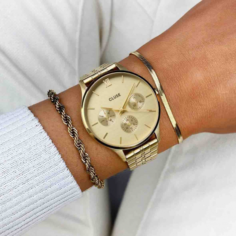 Montre Cluse Minuit Multifunction Watch Steel, Full Gold colour