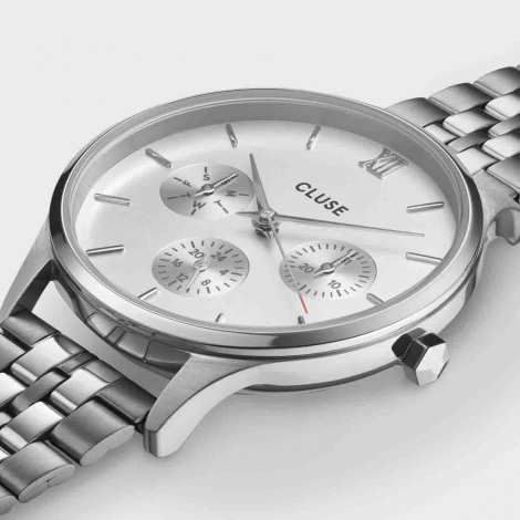 Montre Cluse Minuit Multifunction Watch Steel, Full Silver Colour