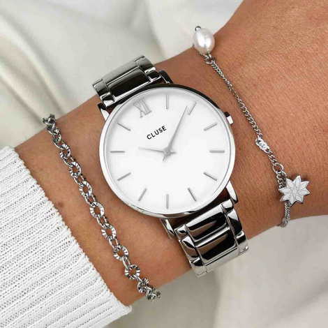 Montre Cluse Minuit Steel White, Silver Colour