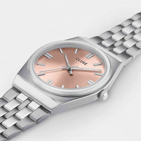 Montre Cluse Retro 70's Watch Steel, Light Salmon, Silver Colour 