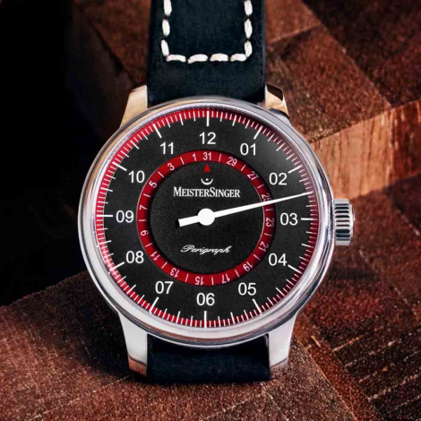 Montre MeisterSinger Perigraph - Noir & Bordeaux